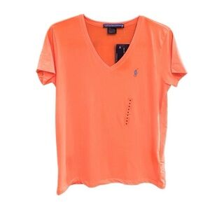 Ralph Lauren Polo Sport Women's Orange V-Neck T-Shirt — NWT — Medium